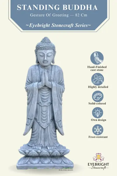Product image 3 of the product “Jagan - Standing Buddha, Namaskara, 82cm H | cast stone ”